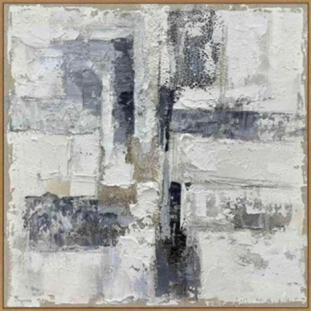 Blue And Grey Abstract Fusion Wooden Framed Painting On Canvas - Medium - Posters, Prints, & Visual ArtworkPosters, Prints, & Visual Artwork - Lulu Loves Home