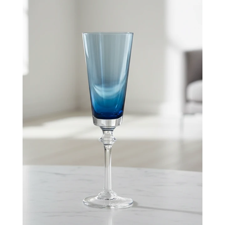 Blue Flute Champagne Glass by Gisela Graham, elegant glassware for celebrating, with a sleek blue design and slender stem.