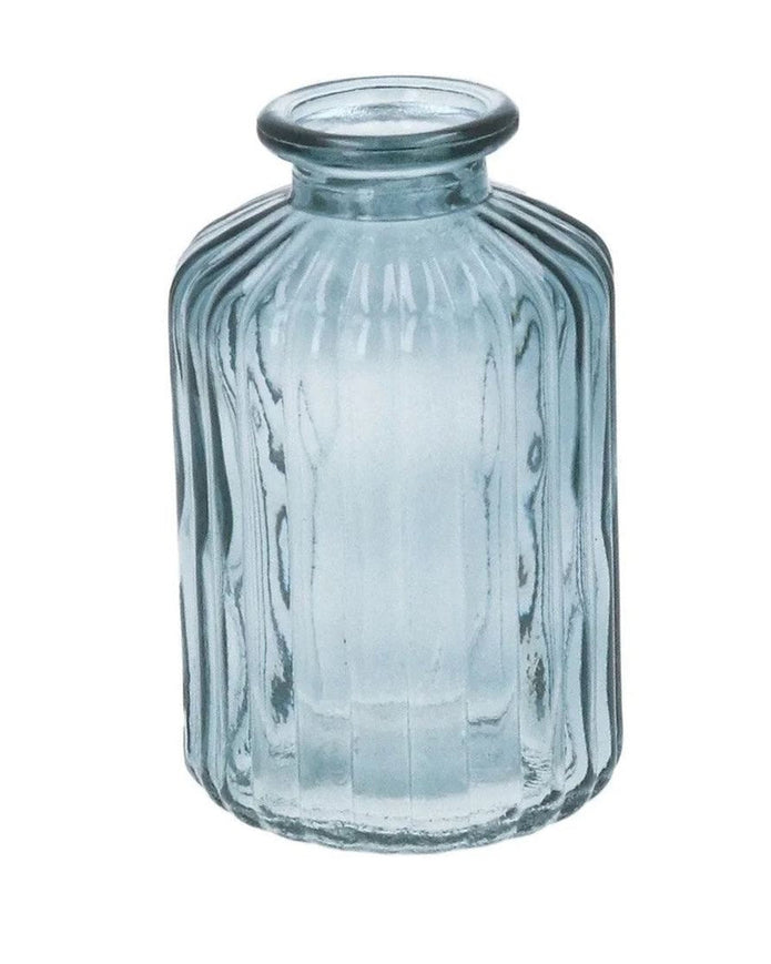 Blue Ribbed Glass Bud Vase - VasesVases - Lulu Loves Home