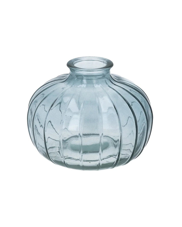 Blue Ribbed Glass Onion Bud Vase - VasesVases - Lulu Loves Home