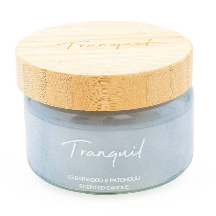 Blue Small Candle with Bamboo Lid and Woodsage & Seasalt Scent - Tranquil - CandlesCandles - Lulu Loves Home