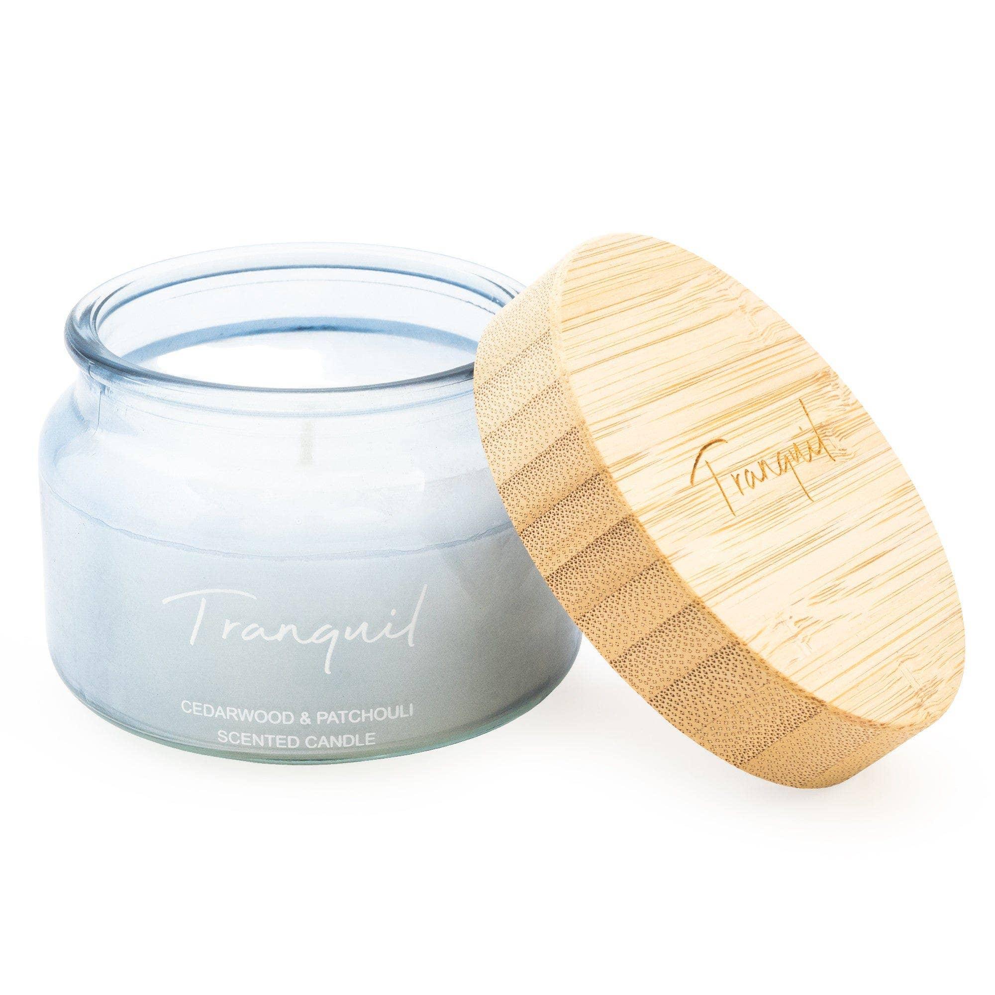 Blue Small Candle with Bamboo Lid and Woodsage & Seasalt Scent - Tranquil - CandlesCandles - Lulu Loves Home