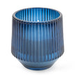 Blue Small Ridged Glass Candle Midnight Pomegranate Scent 8cm - CandlesCandles - Lulu Loves Home