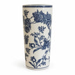 Full blue and white magnolia umbrella stand on a white studio background