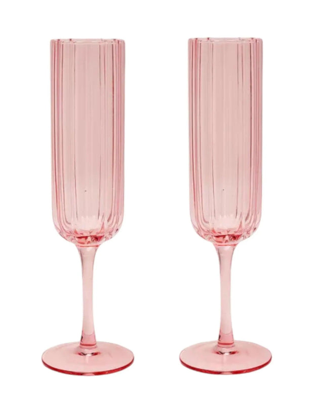 Blush Pink Scalloped Champagne Flutes - Set Of Two - Home DecorHome Decor - Lulu Loves Home