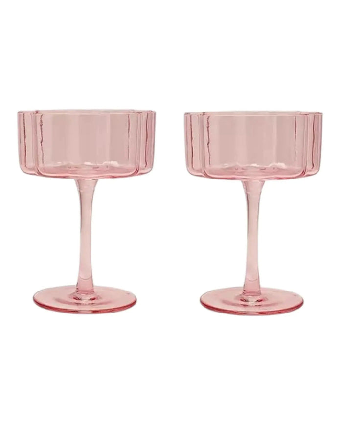 Blush Pink Scalloped Martini Glass - Set Of Two - Home DecorHome Decor - Lulu Loves Home