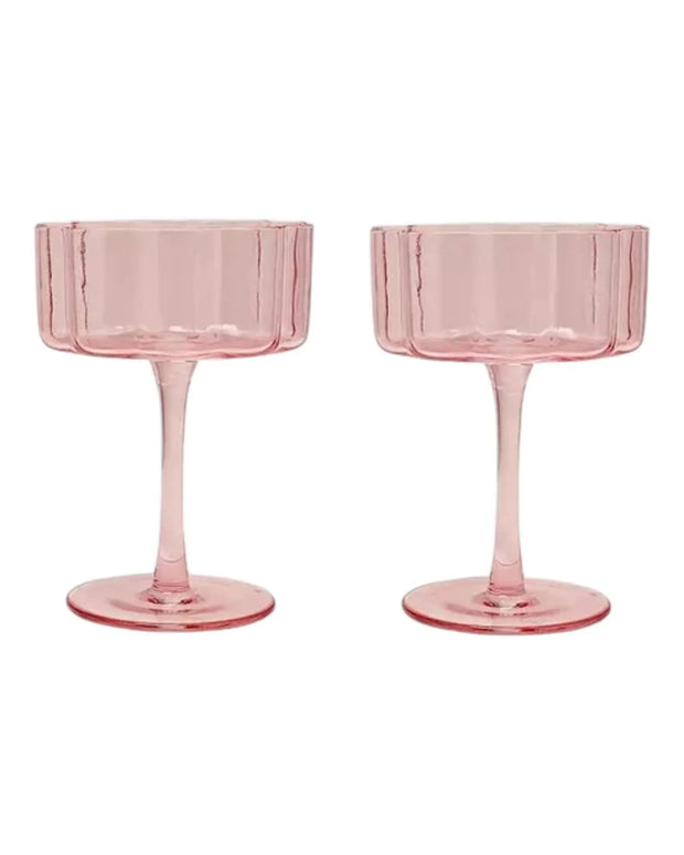 Blush Pink Scalloped Martini Glass - Set Of Two - Home DecorHome Decor - Lulu Loves Home