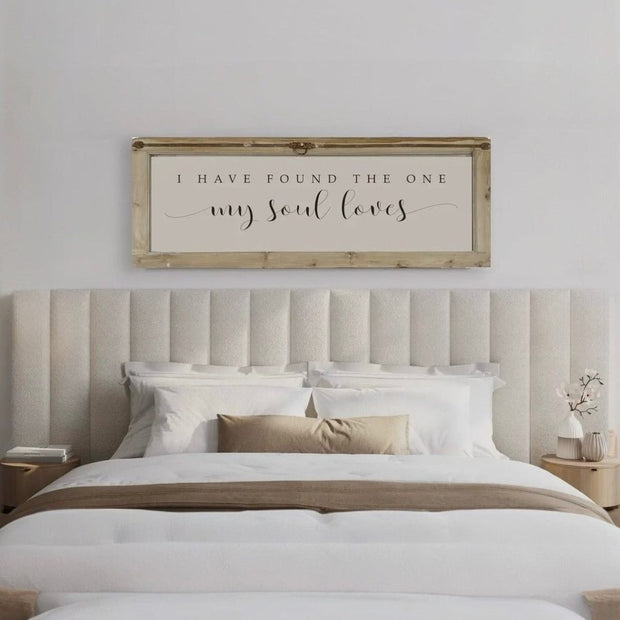 Extra large antique wood Dutch shutter framed canvas wall art by Brayden and Brooks featuring "I Have Found the One" design.