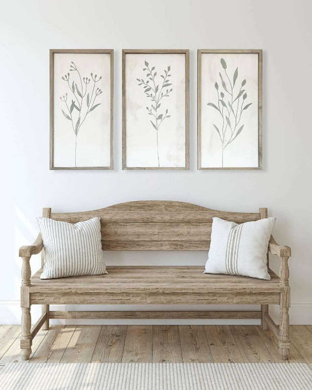Olive green botanical wall art print by Brayden and Brooks in a wood frame, suitable for wall decor.