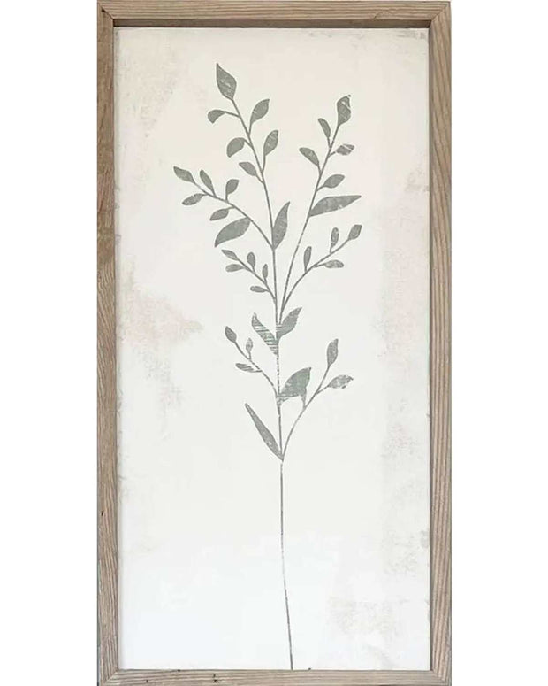 Olive green botanical wall art prints in wood frames by Brayden and Brooks, natural and decorative wall decor for living spaces.