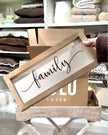 Rustic wooden framed family wall art sign by Brayden and Brooks, medium size with natural wood finish and decorative design.