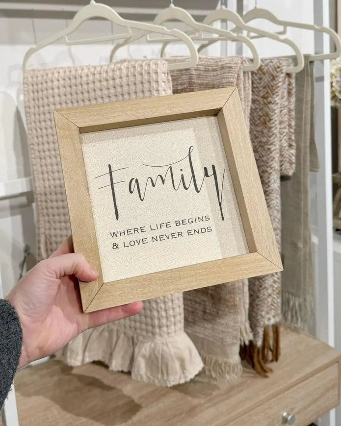 Rustic wooden small framed wall art sign by Brayden and Brooks with the phrase 