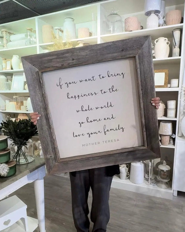 Rustic oak wooden wall art sign by Brayden and Brooks with uplifting message, framed and designed for home decor.