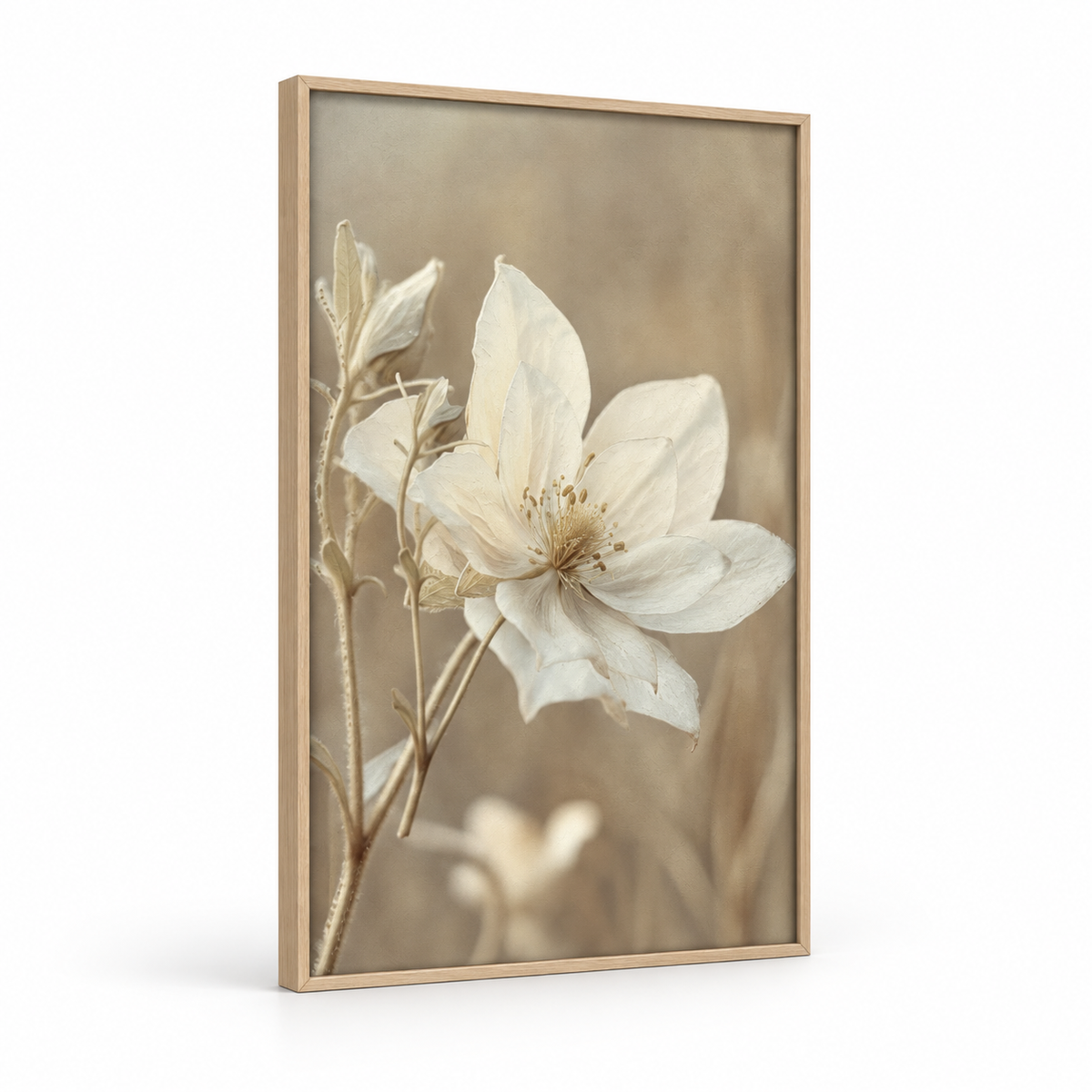 Brayden and Brooks Anemone framed botanical wall art, 46 x 89 cm, angled studio view on white.