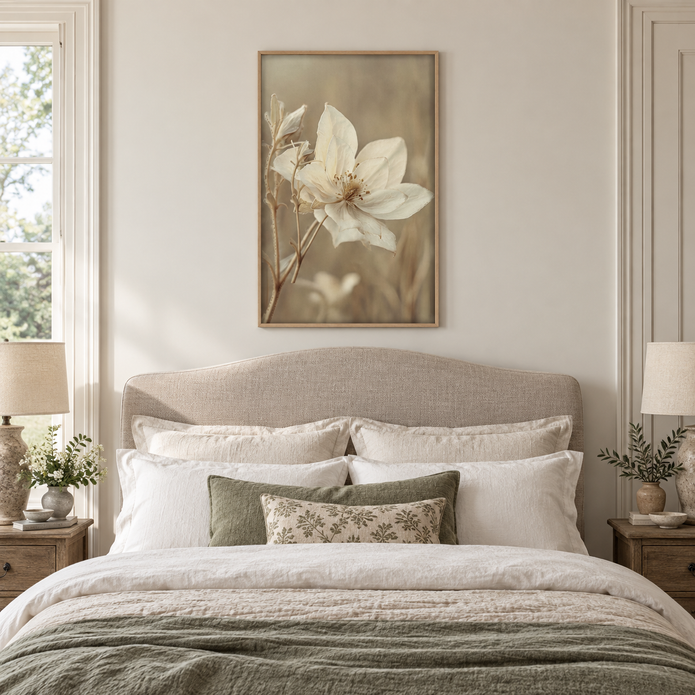 Brayden and Brooks Anemone framed botanical wall art, 46 x 89 cm styled in a classic modern country interior, view 3.