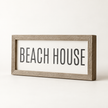 Brayden and Brooks Beach House medium rustic oak sign, approximately 41 x 18 cm, angled studio view on white.