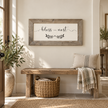 Brayden and Brooks Bless This Nest large rustic sign, 61 x 30 cm styled at true scale in a classic modern country interior, view 4.