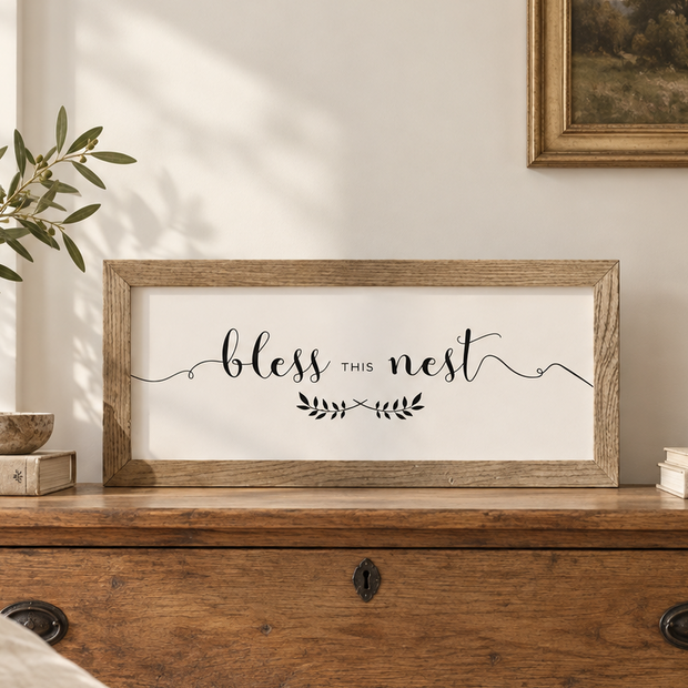 Brayden and Brooks Medium Rustic Oak Sign — Bless This Nest