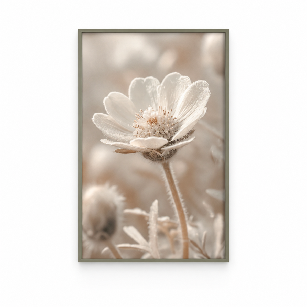 Brayden and Brooks Daisy framed botanical wall art, 46 x 89 cm, straight-on studio view on white.