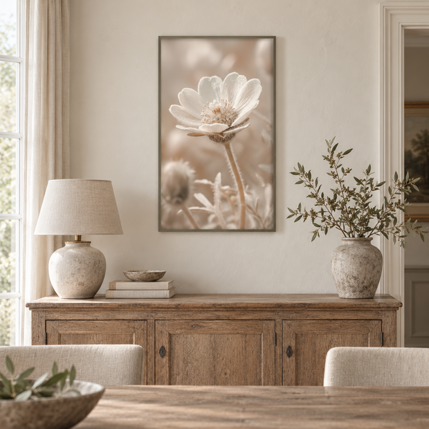 Brayden and Brooks Daisy framed botanical wall art, 46 x 89 cm styled in a classic modern country interior, view 2.