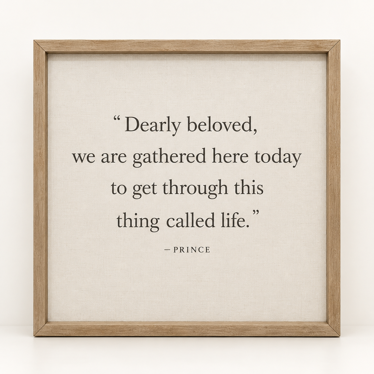 Brayden and Brooks Dearly Beloved large rustic oak sign, 61 x 61 cm, straight-on studio view on white.