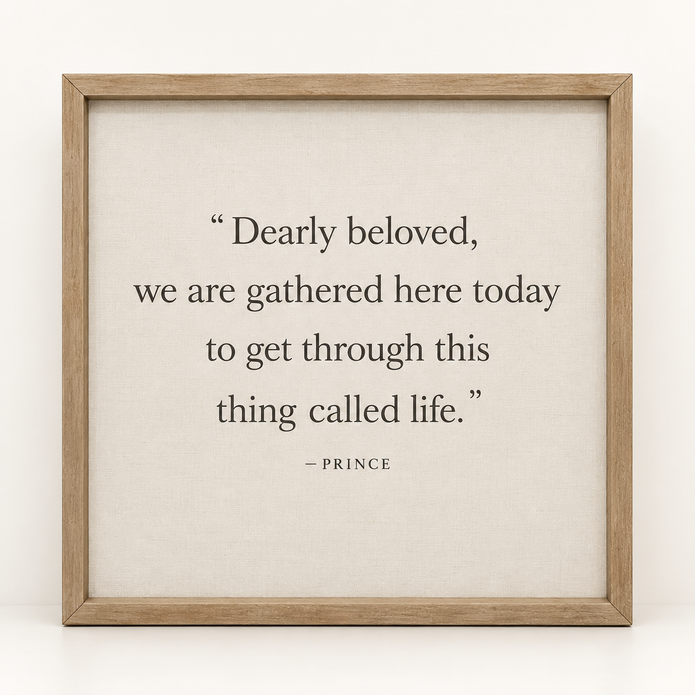Brayden and Brooks Dearly Beloved large rustic oak sign, 61 x 61 cm, straight-on studio view on white.