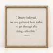 Brayden and Brooks Dearly Beloved large rustic oak sign, 61 x 61 cm, straight-on studio view on white.