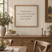 Brayden and Brooks Dearly Beloved large rustic oak sign, 61 x 61 cm styled at true scale in a classic modern country interior, view 2.