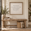 Brayden and Brooks Dearly Beloved large rustic oak sign, 61 x 61 cm styled at true scale in a classic modern country interior, view 4.