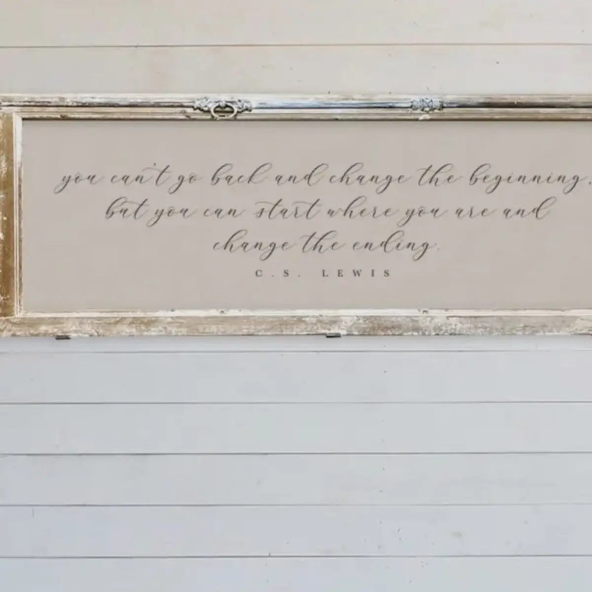 Close-up detail of Brayden and Brooks Handmade Antique Shutter Wall Art — You Can't Go Back