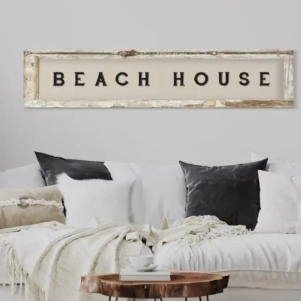 Close-up detail of Brayden and Brooks Handmade Antique Shutter Wall Art — BEACH HOUSE