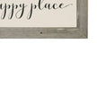 Close-up detail of Brayden and Brooks Large Rustic Sign — This is Our Happy Place, showing the handmade frame texture