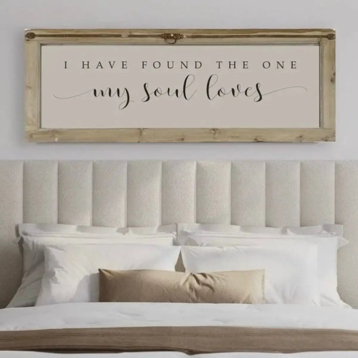 Close-up detail of Brayden and Brooks Handmade Antique Shutter Wall Art — I Have Found the One