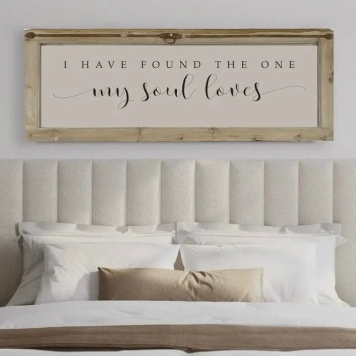 Close-up detail of Brayden and Brooks Handmade Antique Shutter Wall Art — I Have Found the One
