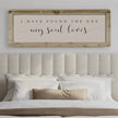 Close-up detail of Brayden and Brooks Handmade Antique Shutter Wall Art — I Have Found the One