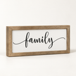 Brayden and Brooks Family medium rustic oak sign, approximately 41 x 18 cm, angled studio view on white.