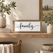 Brayden and Brooks Family medium rustic oak sign, approximately 41 x 18 cm styled at true scale in a classic modern country interior, view 2.