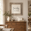Brayden and Brooks Family rustic oak sign, 75 x 75 cm, styled in a classic country dining room