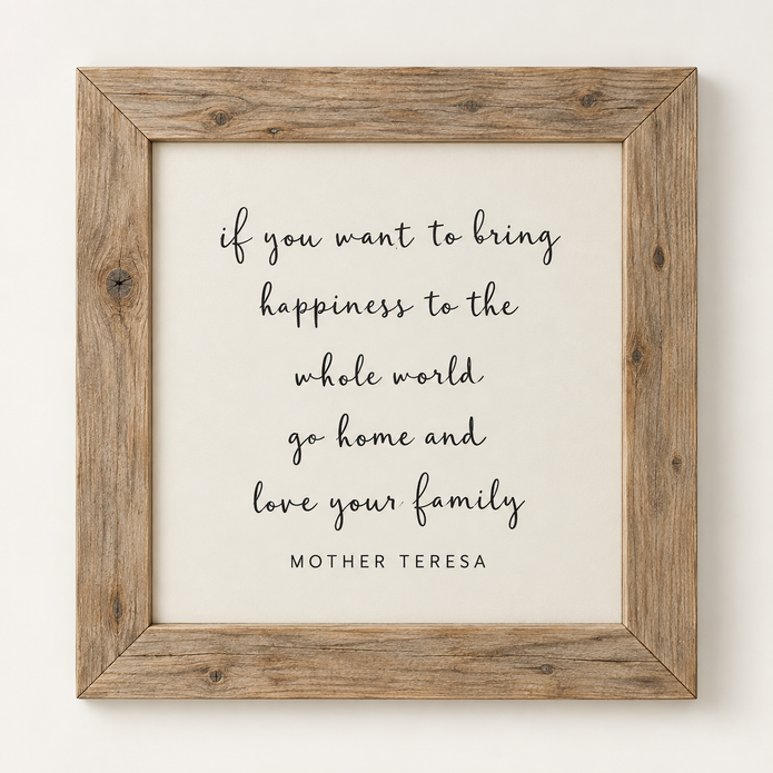 Brayden and Brooks Happiness rustic oak sign, 75 x 75 cm, straight-on studio product view