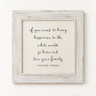 Brayden and Brooks Happiness whitewashed sign, 75 x 75 cm, straight-on studio product view