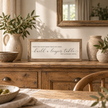 Brayden and Brooks Longer Table rustic oak sign, 41 x 18 cm, styled in a classic country dining room