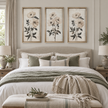 Brayden and Brooks Neutral Botanical framed wall art set of three, each 46 x 89 cm styled in a classic modern country interior, view 3.