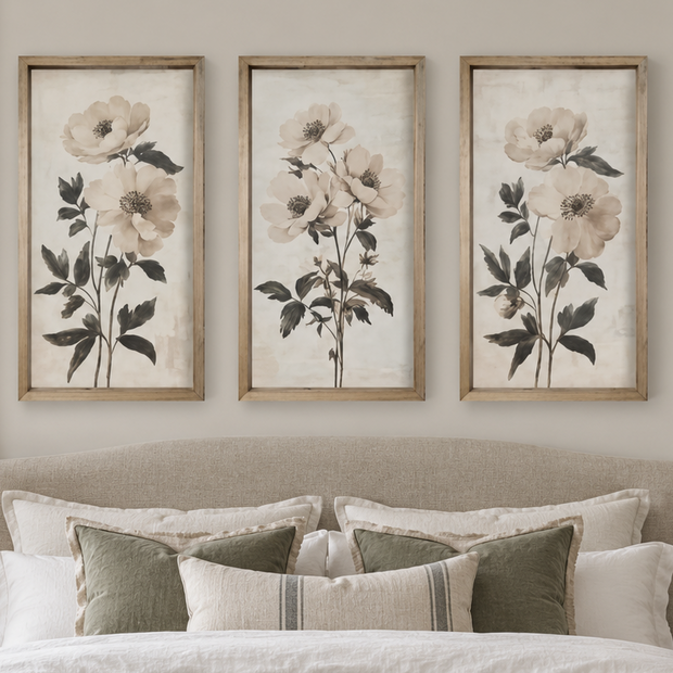 Brayden and Brooks Neutral Botanical Framed Wall Art — Set of 3