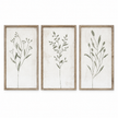 Brayden and Brooks Olive Green Botanical framed wall art set of three, each 46 x 89 cm, straight-on studio view on white.