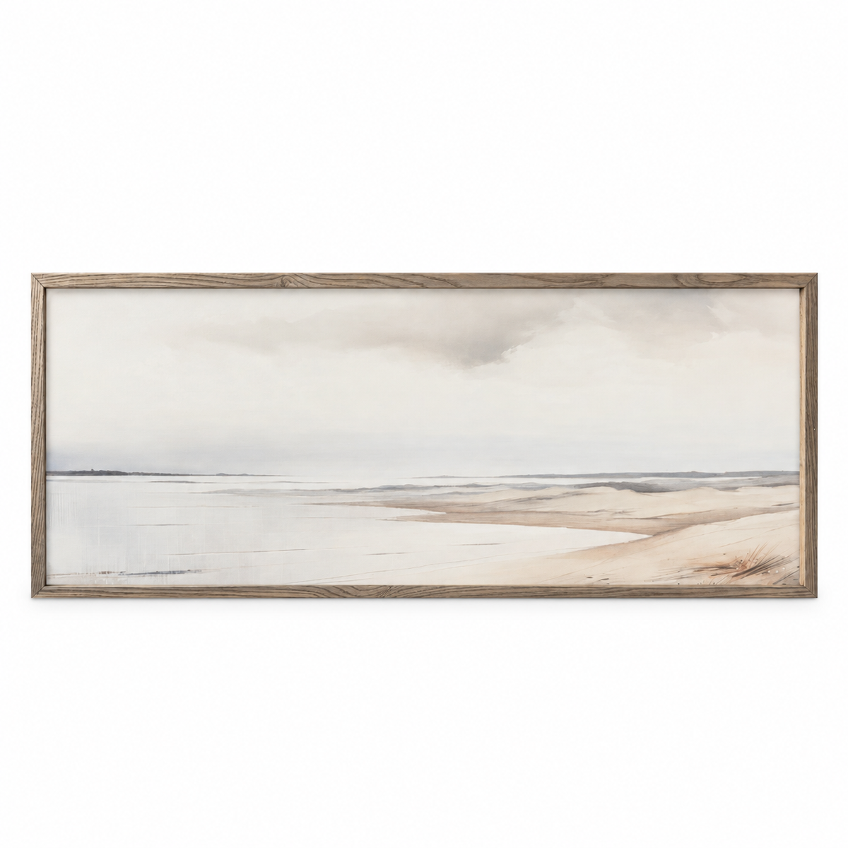 Brayden and Brooks extra large Seagrass framed canvas, straight-on studio view on white, 152 x 61 cm.