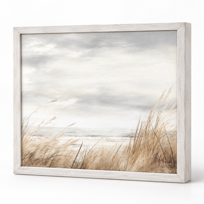 Brayden and Brooks small Vintage Sea framed canvas, 25 x 20 cm, angled studio view on white.