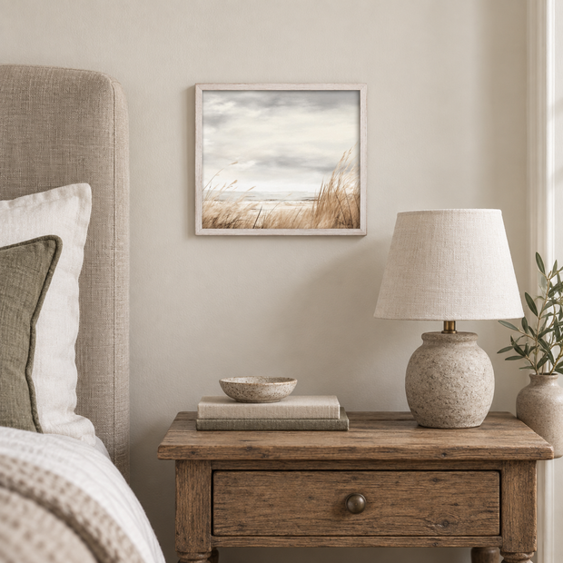 Brayden and Brooks small Vintage Sea framed canvas, 25 x 20 cm styled at true scale in a classic modern country interior, view 1.