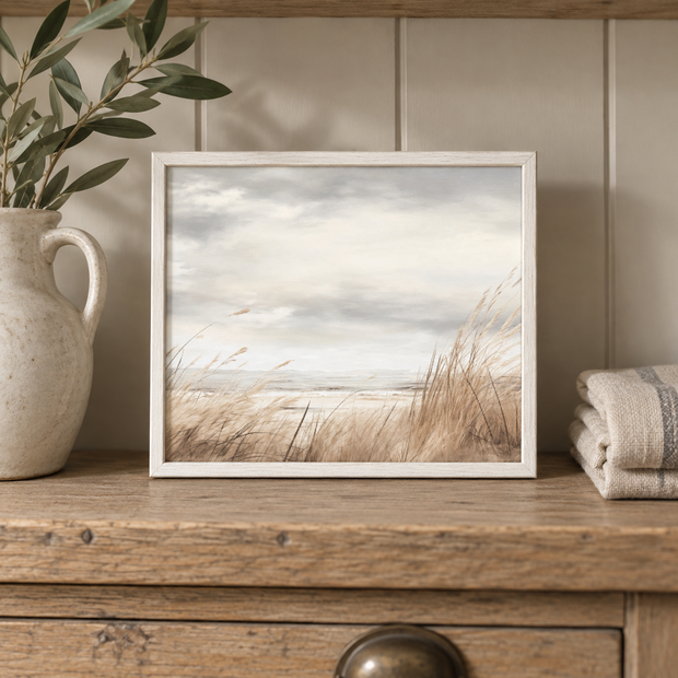 Brayden and Brooks small Vintage Sea framed canvas, 25 x 20 cm styled at true scale in a classic modern country interior, view 2.