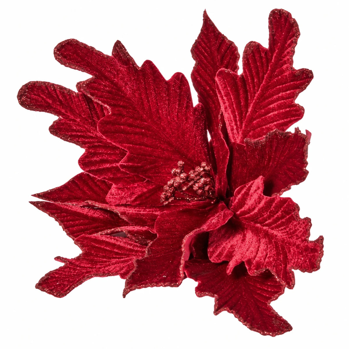 Burgundy Style 2 decorative flower showing its layered, textured petals against white.