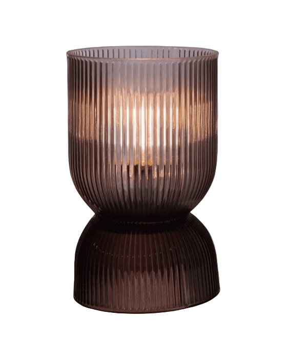Brown Coloured Curved LED Light Up Glass Lamp - LightingLighting - Lulu Loves Home
